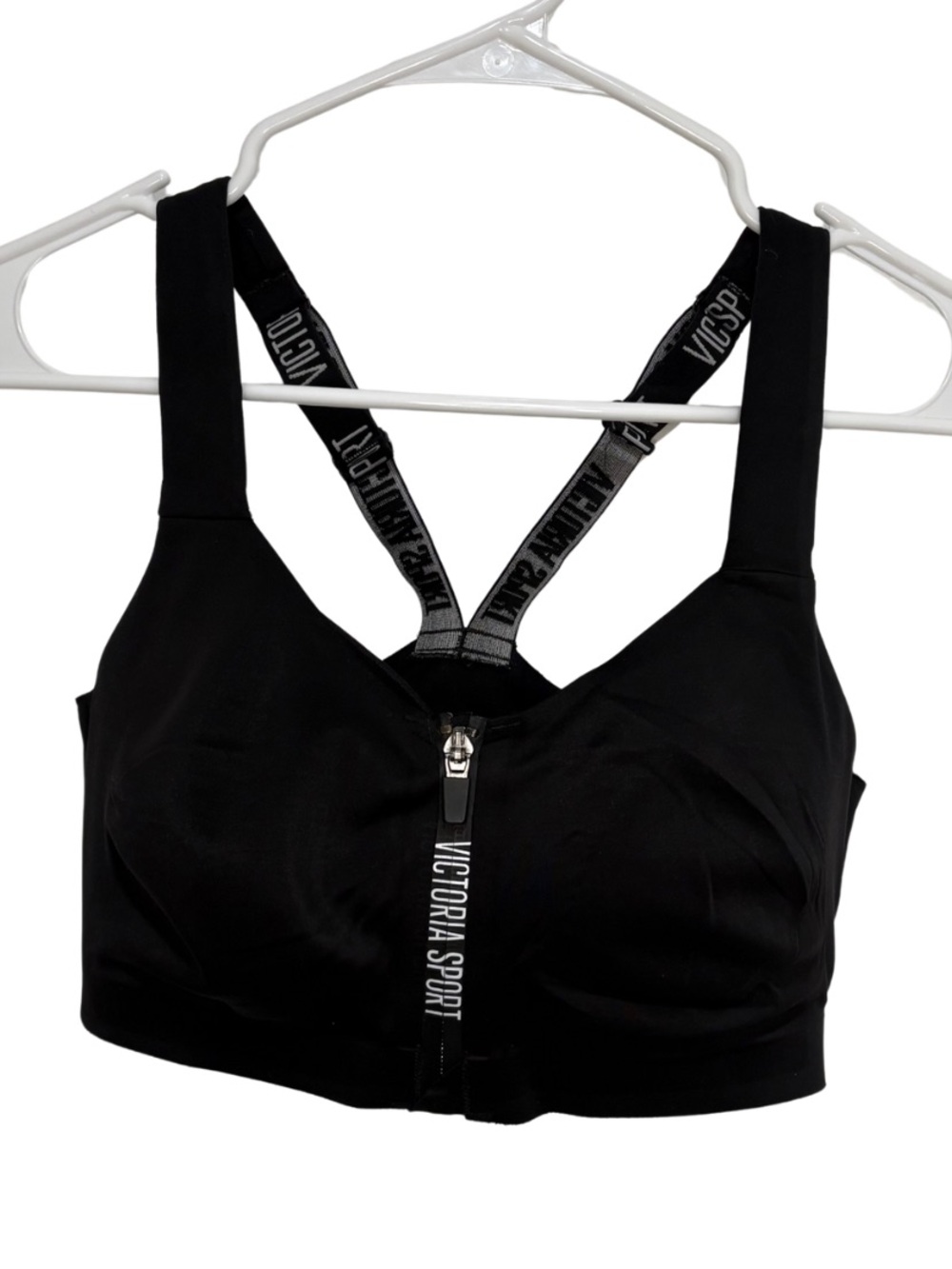 Victoria's Secret Front-Zip Black High-Support Sports Bra - 34DD
